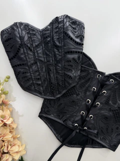 Corset Bordado Couro - comprar online