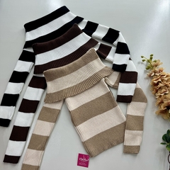 Blusa Tricot Listras Manga Longa