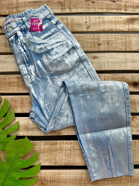 Calça Jeans Prateada