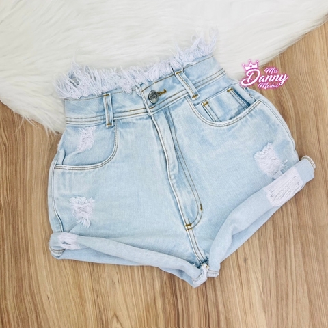 Shorts Jeans Destroid desfiado no Cós Sal e Pimenta Ref: 852