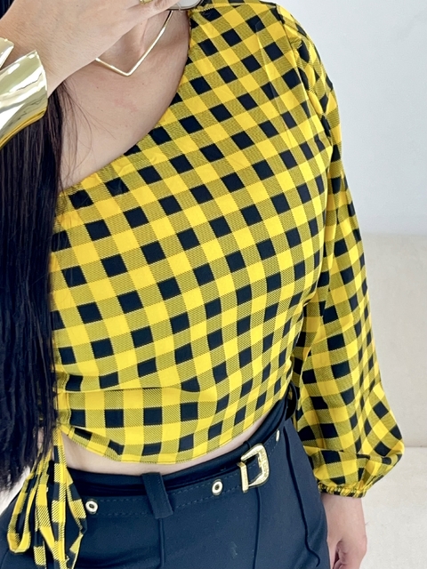 Cropped Xadrez manga única - comprar online