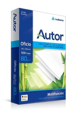 Resma de papel Ledesma Autor oficio 80grs.