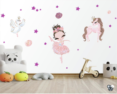 Adesivo de Decorativo de Parede Bailarina e Elementos