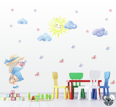 Adesivo De Parede Infantil Menina Flores Borboletas Aquarela