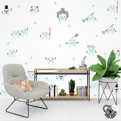 Adesivo de Parede Decoração de dentista - Dentes Acessórios