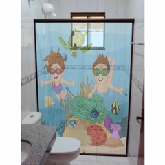 Adesivo Para Box de Banheiro Crianças no Fundo do Mar