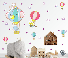 Adesivo de Parede Infantil Elefante raposa Balões