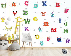 Adesivo Decorativo Escola e Espaço Kids Alfabeto Divertido