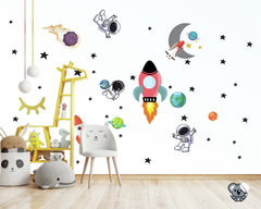 Adesivo Decorativo Infantil Astronauta Espaço Galáxia