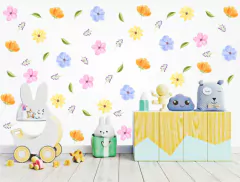 Adesivo Decorativo de Parede Flores Aquarela