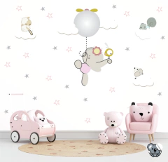 Adesivo Infantil Elefantinha com Balão Nuvens e Estrelas