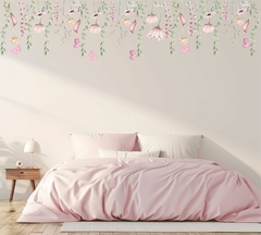 Adesivo de Parede Florais Folhagens Boho Aquarela