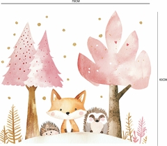 Adesivo de Parede Bosque Raposa e Árvores Aquarela na internet