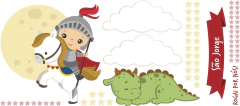 Adesivo Parede São Jorge Cute e Estrelas - comprar online