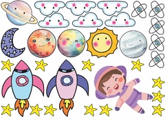 Adesivo de Parede Astronauta Espaço Planetas Foguete Cute - comprar online