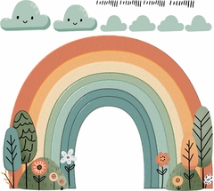 Adesivo de Parede Arco Iris Árvores e Jardim Boho - comprar online