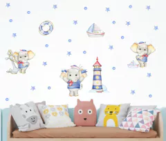 Adesivo de Parede Infantil Elefante Marinheiro Cute
