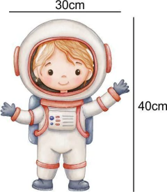 Adesivo de Parede Astronauta Aquarela Planetas e Foguete - Papel de Parede e Adesivos Decorativos Colakoala