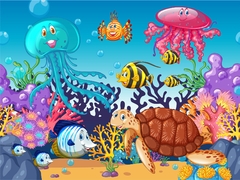 Adesivo Para Box de Banheiro Tartaruga no Fundo do Mar - comprar online