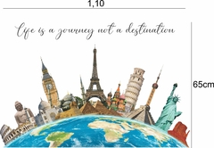Adesivo Decorativo para Escolas Globo e Monumentos com Frase - comprar online