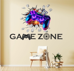 Adesivo Parede Gamer Controle Neon Game Zone