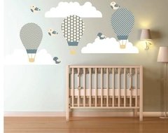 Adesivo De Parede Quarto Balões, Nuvens E Passarinhos