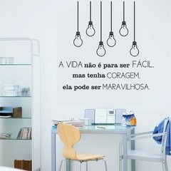 Adesivo Parede Luz Lâmpada Frase Vida