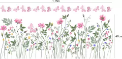 Adesivo de Parede Floral Folhagens Boho e Borboletas Jardim - comprar online