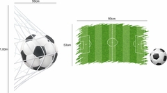 Adesivo de Parede Bola de Futebol e Campo Estilizado