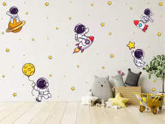 Adesivo astronautas e foguete