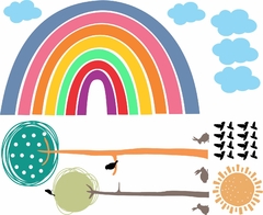 Adesivo de Parede Arco Iris Árvores Sol e Pássaros - comprar online