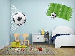 Adesivo de Parede Bola de Futebol e Campo Estilizado