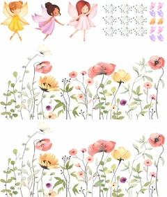 Adesivo de Parede Florais e Fadinhas Fadas Jardim Encantado - comprar online