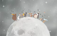 Papel de Parede Banda de Animais na Lua