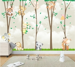 Papel de Parede Floresta Encantada Animais Cute