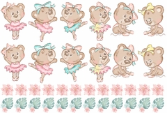 Adesivo de Parede Ursinhas Bailarinas e Flores - comprar online