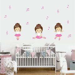Adesivo De Parede Bailarinas Notas Musicais Quarto de menina