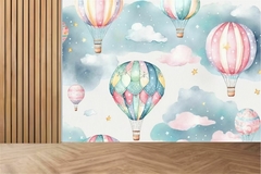 Papel de Parede Balões Aquarela Nuvens