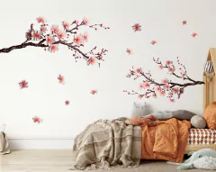 Adesivo de Parede Galho de Cerejeira Árvore e Flores