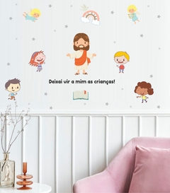 Adesivo Jesus Cristo Deixai vir a mim as Crianças