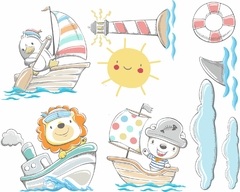 Adesivo de Parede Marinheiro Animais em Barcos e Farol - comprar online