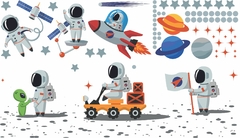 Adesivo de Parede Astronauta Foguete Galáxia Espaço na Lua - comprar online