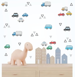 Adesivo de Parede Carrinhos e Caminhões Cute Miniaturas