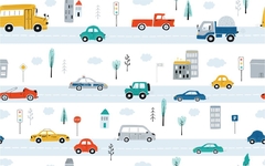 Papel de Parede Cidade e Carrinhos Candy - comprar online