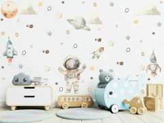 Adesivo Parede Astronauta Aquarela Planetas