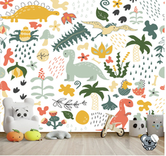 Papel de Parede Infantil Dinossauros Elementos