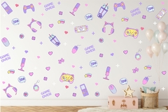 Adesivo Parede Gamer Meninas Games Rosa