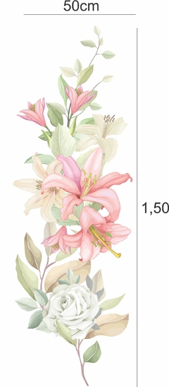 Adesivo de Parede Floral Vertical Jaqrdim Florais Arranjo - Papel de Parede e Adesivos Decorativos Colakoala