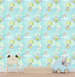Papel de Parede Infantil Elefante Balão