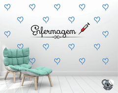 Adesivo Decorativo de Parede Enfermagem e corações